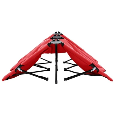 VidaXL Two Person Folding Sun Lounger Garden Patio Outdoor Sunbed Camping Lounge Hiking Bed Lounger Camp Military Cot Travel Red Steel 5 VidaXL Two Person Folding Sun Lounger Garden Patio Outdoor Sunbed Camping Lounge Hiking Bed Lounger Camp Military Cot Travel Red Steel - Image 3