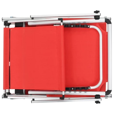 VidaXL Folding Sunlounger With Adjustable Sunroof And Backrest - Lightweight And Portable Aluminum And Textilene Fabric In Striking Red Color 6 VidaXL Folding Sunlounger With Adjustable Sunroof And Backrest - Lightweight And Portable Aluminum And Textilene Fabric In Striking Red Color - Image 4