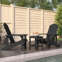 VidaXL Adirondack Chair Set - Outdoor Patio Seating HDPE - Anthracite - Garden, Deck, Terrace Furniture