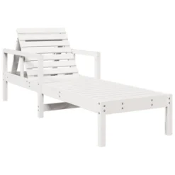 VidaXL Wooden Chaise Lounge Sun Lounger - White Outdoor Daybed Reclining Chair For Poolside Patio Garden - Pine Wood Adjustable Backrest -All Patio Furniture GUEST 6c7d727a 839d 49e9 b02b 2d637590303a