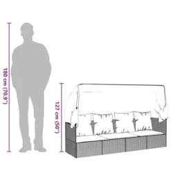 VidaXL Patio Lounge Bed With Roof & Cushions - Poly Rattan Outdoor Furniture, Adjustable Recliner, Brown/Cream White -All Patio Furniture GUEST 6e08ab12 fe7b 40c7 836c 9113d0acb226