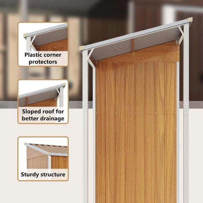 VidaXL Garden Shed With Extended Roof Outdoor Backyard Storage House Steel - Light Brown 13 VidaXL Garden Shed With Extended Roof Outdoor Backyard Storage House Steel - Light Brown - Image 11