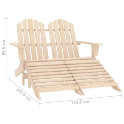 VidaXL Garden Chair White Fir Wood 2-seater Ergonomic Adirondack Chair - Light Brown -All Patio Furniture GUEST 6e9a677c 9890 4284 b9bd 83b5ce0ed7bd