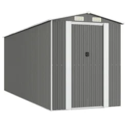 VidaXL Garden Shed Light Gray Galvanized Steel Large Garden Shed - 75.6" X 205.9" X 87.8" -All Patio Furniture GUEST 6ead5537 b4b3 43be a144 f3af90bcc6cd