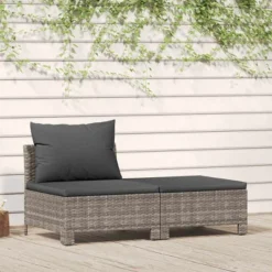 VidaXL Garden Lounge Set Gray Poly Rattan Medium Lightweight
