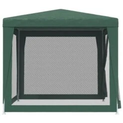 VidaXL Party Tent With Powder-Coated Iron Frame And HDPE Cover, Weather And UV Resistant With Mesh Sidewalls, Green, Dimensions: 98.4"x98.4"x96.5" -All Patio Furniture GUEST 6fd16a72 01ff 4925 810a be2db54bd175