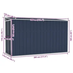 VidaXL Storage Shed Wall-mounted Garden Shed For Backyard Galvanized Steel - Anthracite 46.5" X 113.4" X 70.1" 17 VidaXL Storage Shed Wall-mounted Garden Shed For Backyard Galvanized Steel - Anthracite 46.5" X 113.4" X 70.1" -All Patio Furniture GUEST 71b44087 b503 44f6 a244 c272b10e6011