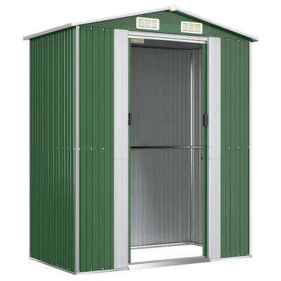 VidaXL Galvanized Steel Garden Shed - Durable Outdoor Storage For Garden Tools And Equipment - Easy Access Gate In Green 75.6"x42.5"x87.8" 7 VidaXL Galvanized Steel Garden Shed - Durable Outdoor Storage For Garden Tools And Equipment - Easy Access Gate In Green 75.6"x42.5"x87.8" - Image 5