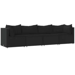 VidaXL 4-Piece Black Patio Lounge Set - Weather Resistant Poly Rattan Outdoor Furniture - Includes Thickly Padded Cushions And A Sturdy Steel Frame 21 VidaXL 4-Piece Black Patio Lounge Set - Weather Resistant Poly Rattan Outdoor Furniture - Includes Thickly Padded Cushions And A Sturdy Steel Frame -All Patio Furniture GUEST 741fa4ad f475 4035 941f 6fb5ce527cfd