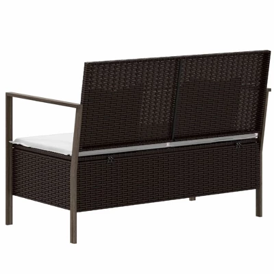 VidaXL 2-Seater Patio Bench With Cushions Poly Rattan - Brown 6 VidaXL 2-Seater Patio Bench With Cushions Poly Rattan - Brown - Image 4