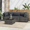 VidaXL Patio Lounge Set Gray PE Rattan, Powder-coated Steel, Tempered Glass -All Patio Furniture GUEST 744965e8 2926 436d 838a 0ef7152b055f
