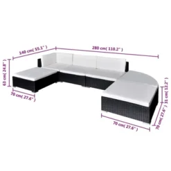 VidaXL 6 Piece Patio Lounge Set With Cushions Poly Rattan Black -All Patio Furniture GUEST 746d098a d02e 4348 bbf1 4d504eec04f8