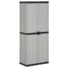 VidaXL Outdoor Garden Storage Cabinet - Compact Gray&Black PVC Design With 3 Shelves And Lockable Doors - 26.8"x15.7"x66.1" -All Patio Furniture GUEST 74f2c96a 9930 453e b9c9 9a58c498e894