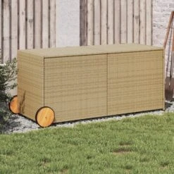 VidaXL Garden Storage Box With Wheels Mix Beige 74.8 Gallon Poly Rattan -All Patio Furniture GUEST 77050c7d 59c2 4f04 91e5 5fa1c33972f8