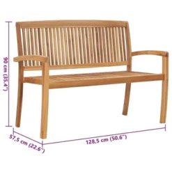 VidaXL Stacking Patio Bench With Cushion 50.6" Solid Teak Wood -All Patio Furniture GUEST 7c16c0c3 7943 4a4f 91eb b9ba8d7d182d
