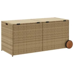 VidaXL Garden Storage Box With Wheels Mix Beige 74.8 Gallon Poly Rattan -All Patio Furniture GUEST 7c30dd68 6152 4a2a a031 6cbf02f98055