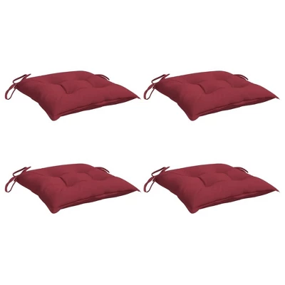 VidaXL Chair Cushion Non Slip Outdoor Patio Seat Cushion Pad Oxford Fabric - Wine Red 15.7" X 15.7" X 2.8" 4-Pack 4 VidaXL Chair Cushion Non Slip Outdoor Patio Seat Cushion Pad Oxford Fabric - Wine Red 15.7" X 15.7" X 2.8" 4-Pack - Image 2