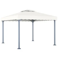VidaXL Gazebo Cream Aluminum 118.1 X 118.1 In UV-resistant Materials