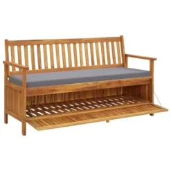 VidaXL Patio Storage Bench With Cushion 58.3" Solid Acacia Wood -All Patio Furniture GUEST 7f026375 94a8 41cc 9e53 07c0fa5f4e5e