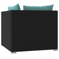 VidaXL Two-Seater Outdoor Sofa - Water-Resistant Black Poly Rattan Patio Loveseat With Comfy Aqua Cushions -All Patio Furniture GUEST 7f085c9b 28dc 4d84 a2f8 2c4c195d1f97