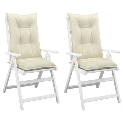 VidaXL Highback Chair Cushion Set Of 2 Cream Polyester, PP Hollow Fiber 5 VidaXL Highback Chair Cushion Set Of 2 Cream Polyester, PP Hollow Fiber - Image 3