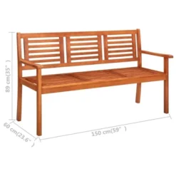 VidaXL Bench Brown Solid Eucalyptus Wood 2-Seater Ergonomic - 59.1" X 23.6" X 35" -All Patio Furniture GUEST 7f3e37bf fdae 4e78 8a14 623f2b1b934b