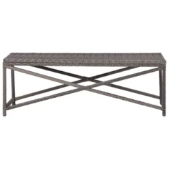 VidaXL Outdoor Patio Bench Outdoor Garden Bench With Steel Frame Poly Rattan - Gray 47.2" -All Patio Furniture GUEST 7f6af0e0 a193 4243 8f5e 496ec3bf2d59