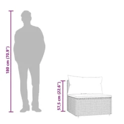 VidaXL Patio Middle Sofa Grey PE Rattan, Powder-coated Steel, Fabric -All Patio Furniture GUEST 7fd3f2f9 7290 436e 9c96 dbb1f2600c40 1