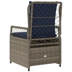 VidaXL Reclining Patio Armchairs 2pcs - Gray Poly Rattan Outdoor Loungers With Adjustable Backrests - Navy Cushions Included For Garden, Deck & More -All Patio Furniture GUEST 81b2ccdc 5553 4e57 ab81 8895e1ac4a21