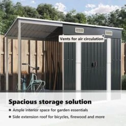 VidaXL Garden Shed With Extended Roof Outdoor Backyard Storage House Steel - Anthracite -All Patio Furniture GUEST 832f399f 68ea 459d b2c0 849618979842