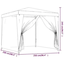 VidaXL Party Tent With Powder-Coated Iron Frame And HDPE Cover, Weather And UV Resistant With Mesh Sidewalls, Green, Dimensions: 98.4"x98.4"x96.5" -All Patio Furniture GUEST 83ef3b9b 7bc0 4479 b020 8e0bfeaf1d4e 1