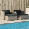 VidaXL 5-Piece Gray Poly Rattan Patio Sofa Set With Cushions - Acacia Wood Tabletop, Modular Design, Cushion Covers, Outdoor/Indoor Comfort -All Patio Furniture GUEST 83fd7e82 65ef 4994 aef0 1904673e44e3