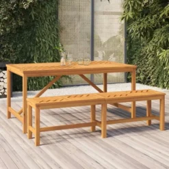 VidaXL Outdoor Bench Patio Furniture Dining Bench For Garden Solid Wood Acacia - 59.1" X 13.8" X 17.7"