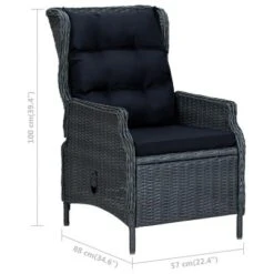 VidaXL Outdoor Recliner Chair Patio Lounge Chair With Cushions Poly Rattan - Gray -All Patio Furniture GUEST 850b415a 94d3 4f06 88eb 1d7d6473f80e