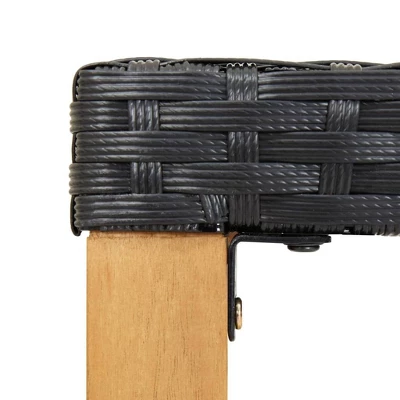 VidaXL Outdoor Patio Bench Park Garden Bench Poly Rattan And Solid Wood Acacia - Black 5 VidaXL Outdoor Patio Bench Park Garden Bench Poly Rattan And Solid Wood Acacia - Black - Image 3