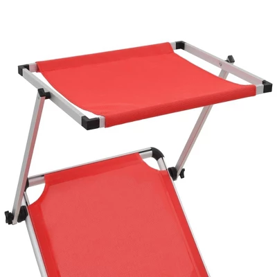 VidaXL Folding Sunlounger With Adjustable Sunroof And Backrest - Lightweight And Portable Aluminum And Textilene Fabric In Striking Red Color 7 VidaXL Folding Sunlounger With Adjustable Sunroof And Backrest - Lightweight And Portable Aluminum And Textilene Fabric In Striking Red Color - Image 5