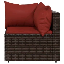 VidaXL Outdoor Patio Lounge Set, Brown PE Rattan Sofa Set With Cinnamon Red Cushions - 4 Piece, Includes Comfortable Padded Seating And Glass Tabletop -All Patio Furniture GUEST 87236488 45ec 49b4 938b e70ffcd0fcd9