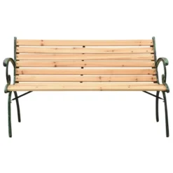 VidaXL Solid Firwood And Cast Iron Patio Bench, 48.4" Nostalgic Design Outdoor Furniture, Stable & Durable, Ideal For Garden Or Patio - Brown -All Patio Furniture GUEST 898cc2af d3ab 4db4 b3ff 7b66a5451876