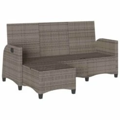 VidaXL Reclining Patio Sofa - PE Rattan/Steel - Gray L-Shaped Outdoor Sectional With Cushions - Adjustable Backrest - 69.3"x54.3" -All Patio Furniture GUEST 8b2fc295 29bb 42f2 9389 53a70f094491