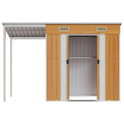 VidaXL Garden Shed With Extended Roof Outdoor Backyard Storage House Steel - Light Brown 5 VidaXL Garden Shed With Extended Roof Outdoor Backyard Storage House Steel - Light Brown - Image 3