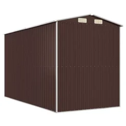 VidaXL Garden Shed Dark Brown Galvanized Steel Large Garden Shed - 75.6" X 140.6" X 87.8" -All Patio Furniture GUEST 8e76dc8e 9f17 4835 b2bb f491624bfb7d