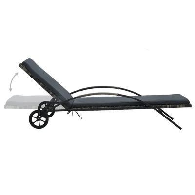 VidaXL Sun Lounger Anthracite PE Rattan 78.7 In Long And 25.6 In Wide 4 VidaXL Sun Lounger Anthracite PE Rattan 78.7 In Long And 25.6 In Wide - Image 2
