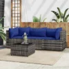 VidaXL Patio Furniture Set 4 Piece Patio Sofa With Cushions Gray Poly Rattan – Modular Outdoor Lounge Set With Tempered Glass Coffee Table -All Patio Furniture GUEST 8f380afe 52cb 44f9 83c6 d973a09169d8