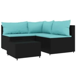 VidaXL Patio Lounge Set Black With Water Blue Cushions -All Patio Furniture GUEST 8f78538a fc0f 495a ad7e b981d1587e5d