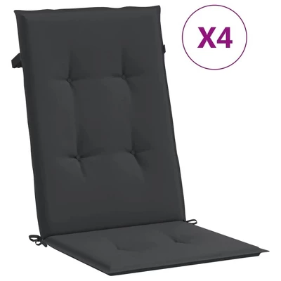 VidaXL Highback Chair Cushion Set Of 4 Black 100% Polyester 12 VidaXL Highback Chair Cushion Set Of 4 Black 100% Polyester - Image 10