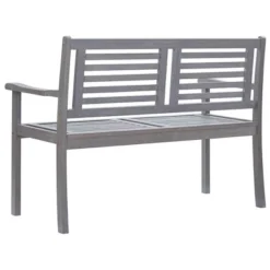 VidaXL Eucalyptus Wood Patio Loveseat Bench With Gray Cushion - Outdoor Seating For Garden, Terrace, Deck - Ergonomic 47.2"x 23.6"x 35" -All Patio Furniture GUEST 9090a597 efa5 4521 814d b67777776780