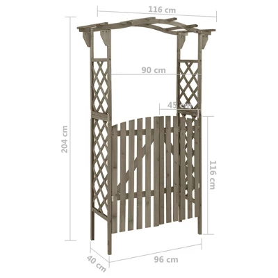 VidaXL Pergola Outdoor Pergola Garden Arch With Gate For Deck Solid Wood Fir - Gray 7 VidaXL Pergola Outdoor Pergola Garden Arch With Gate For Deck Solid Wood Fir - Gray - Image 5