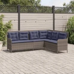 VidaXL Patio Sofa Gray Poly Rattan, Powder-Coated Steel L-Shaped, 5-seater -All Patio Furniture GUEST 93dab6c7 88b9 4264 b778 1879e9257eb5