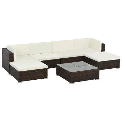 VidaXL Outdoor Patio Lounge Set- 7 Piece, Brown Poly Rattan, Weather-Resistant, Easy Maintenance, Comfortable- Includes 4 Sofas, Table, 2 Ottomans 3 VidaXL Outdoor Patio Lounge Set- 7 Piece, Brown Poly Rattan, Weather-Resistant, Easy Maintenance, Comfortable- Includes 4 Sofas, Table, 2 Ottomans