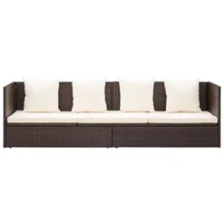 VidaXL Patio Bed With Cushion & Pillows - Poly Rattan Brown, Adjustable Outdoor Garden Sunbed, Weather-Resistant Furniture With Thick Cushions -All Patio Furniture GUEST 95a526cb 0c34 4211 a478 586761383cd2